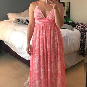 Vacation Ready - Coral & White Maxi Dress